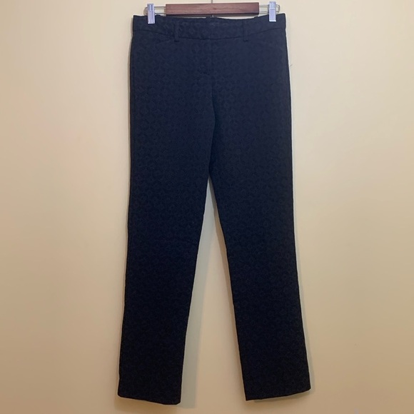 Theory Black Embroidery Diamond Pattern Tapered Tailored Wardrobe Staple Pants 2 - Picture 4 of 17